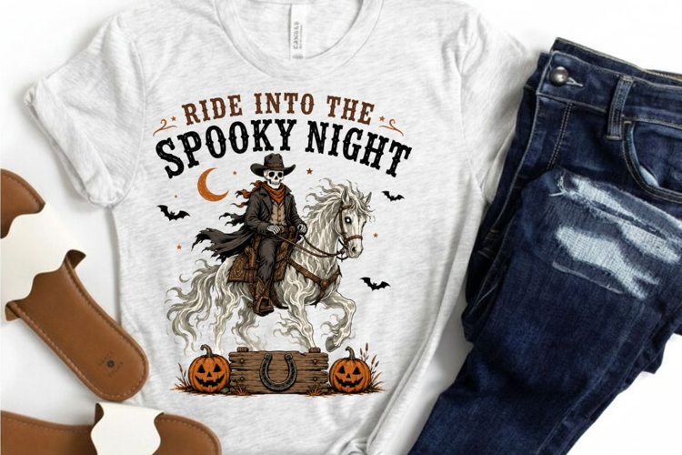 Ride Into The Spooky Night PNG Sublimation Design - Western