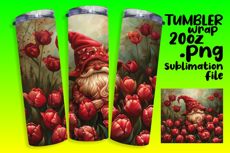 Whimsical Gnome Sublimation Tumbler Wrap 20oz