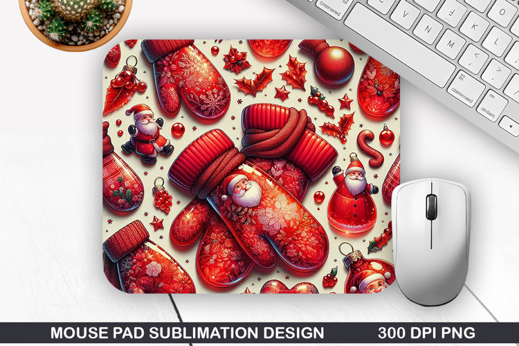 Santa Mouse Pad Sublimation, Christmas Mouse Pad PNG Design