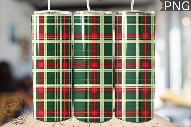 Green Christmas Plaid Tumbler Wrap -High Quality 300 Dpi