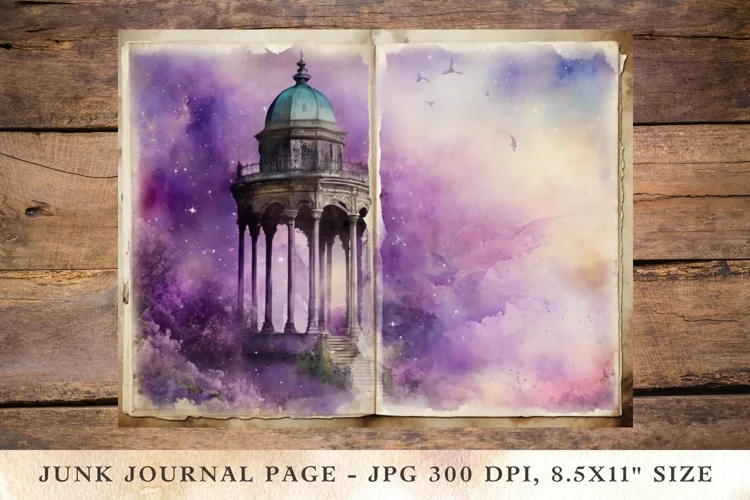 Printable Junk Journal Pages misty castle 2