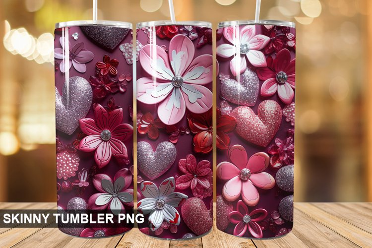 3D Valentines Day Tumbler Design | Sublimation Wrap 20 Oz