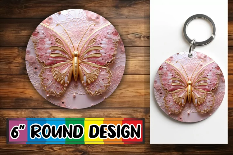 Whimsical 3D Butterfly Keychain Design