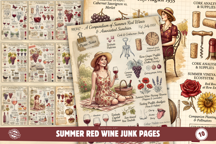 Summer Red Wine Junk Pages example image 1