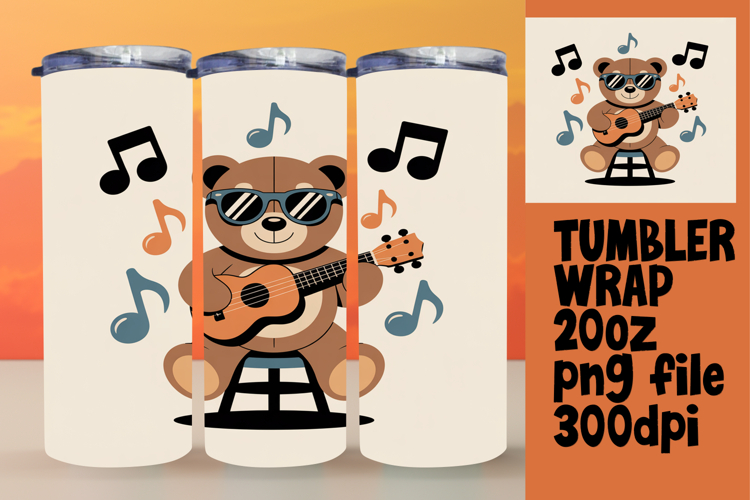 MODERN 20oz Sublimation Design , Cute Bear