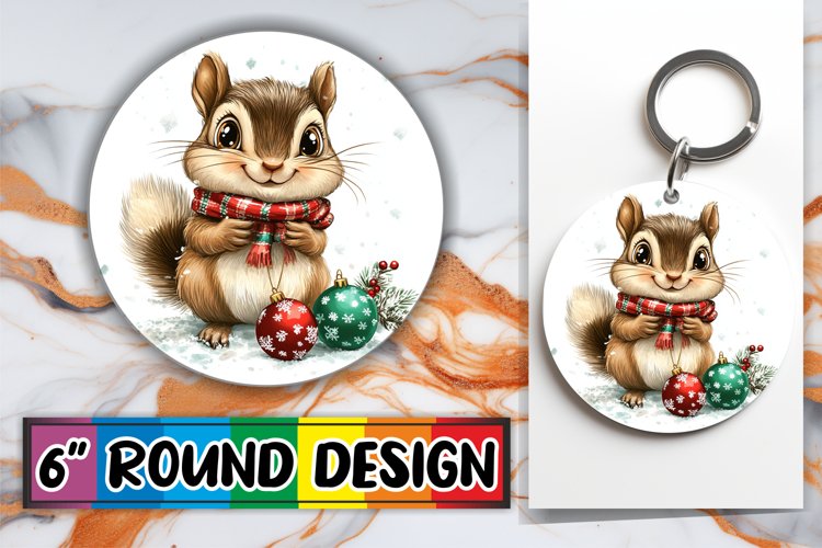 Artful Round Design for Keychains , Xmas example image 1