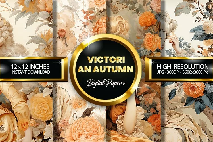 Victorian Autumn Digital Papers - 04 Variations
