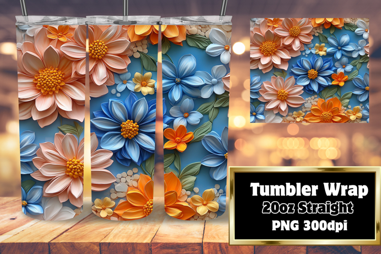 Beautiful 20oz Tumbler Artwork , 3D Flower