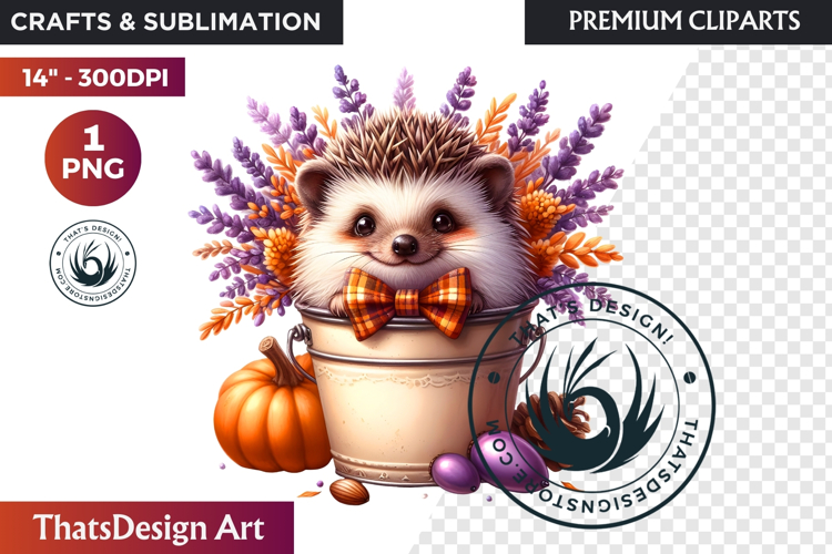 Autumn Cute animal in a bucket clipart Pumpkin thanksgiving