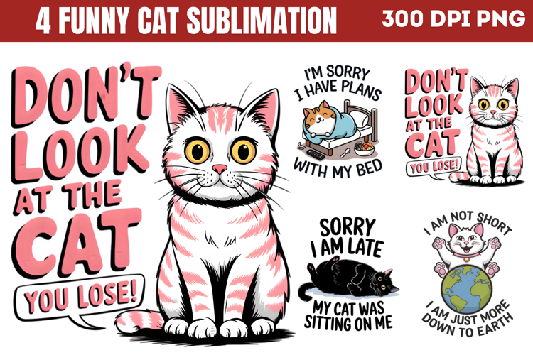 Funny Cat Sublimation PNG