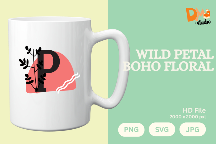 Wild Petal Boho Floral Monogram