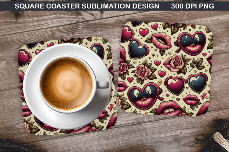 Valentine Coaster Sublimation, Valentine Coaster PNG Design
