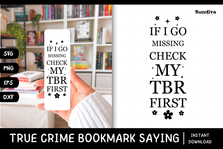 True Crime Bookmark Saying SVG | Check My TBR First