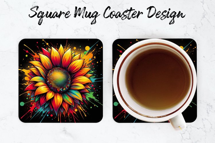 Sunflower Mug coaster | Coaster | Sublimation example image 1