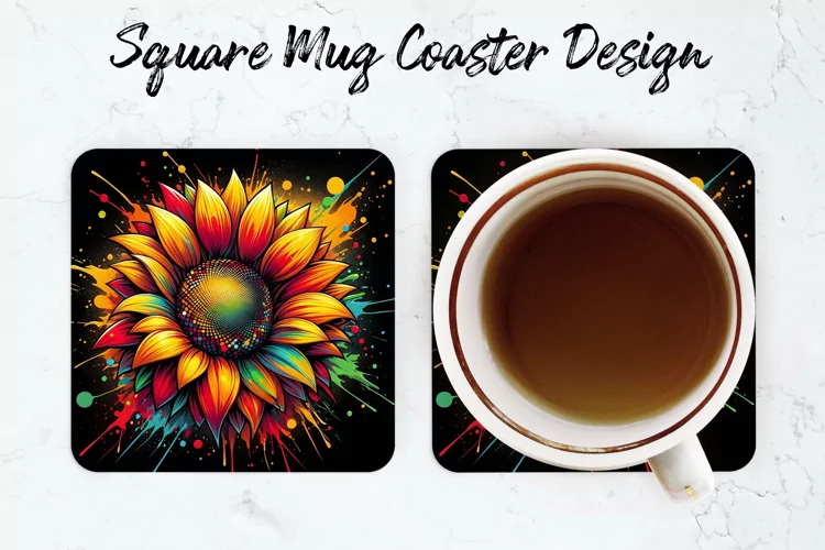 Sunflower Mug coaster | Coaster | Sublimation