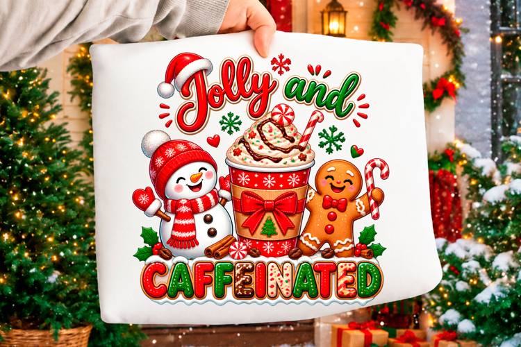 Jolly and caffeinated Christmas coffee holiday typography de