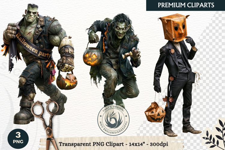 Hollow Eve Procession Halloween Clipart, Horror characters