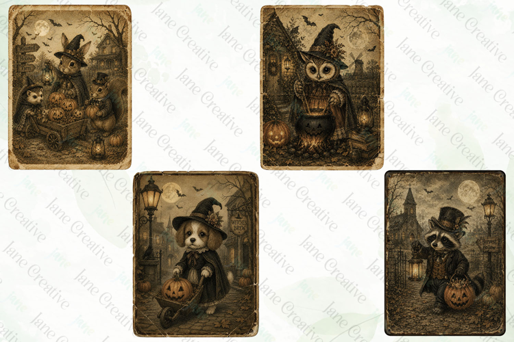 Vintage Halloween Card PNG Clipart