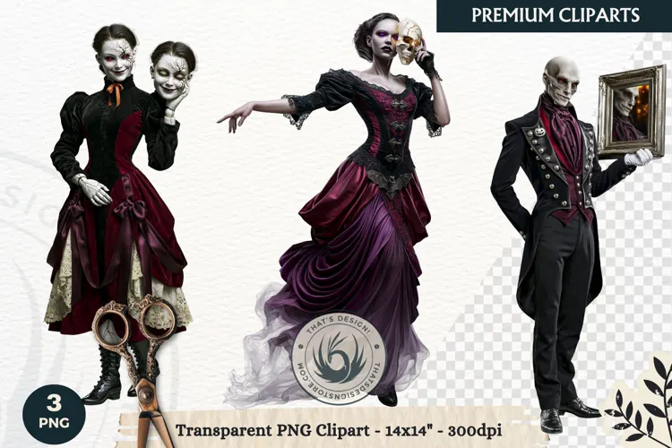 Dark Fantasy Halloween characters Clipart PNG sublimation