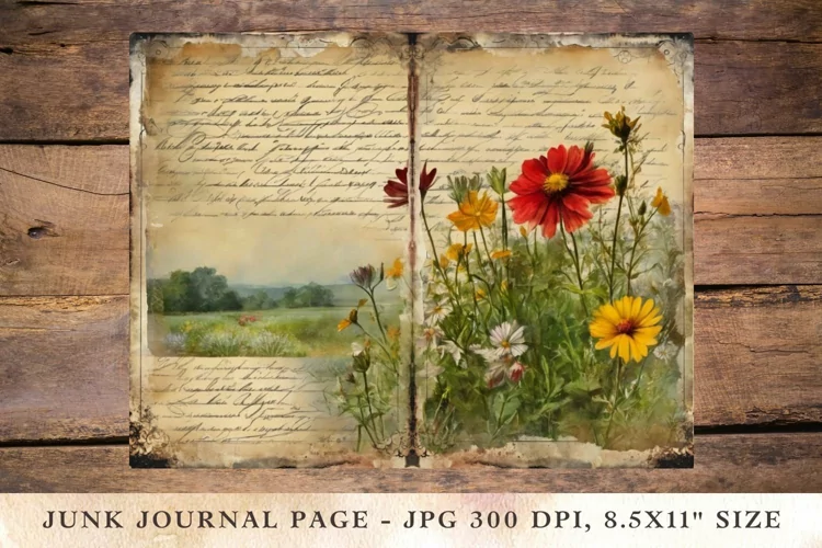 Printable Junk Journal Pages wildflower 4