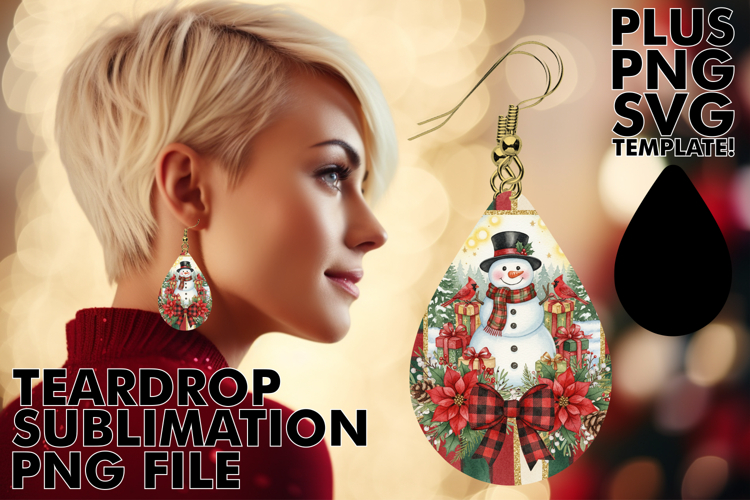 Playful Teardrop Earrings Art PNG, Christmas