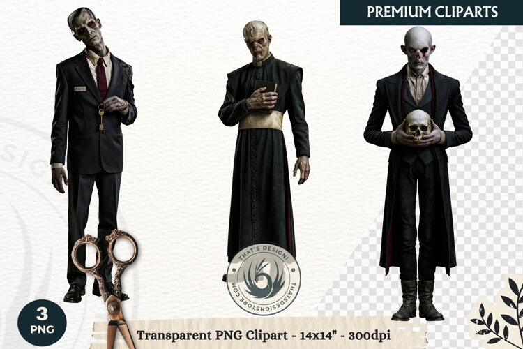 Dark Fantasy Halloween Horror Clipart PNG, Gothic Monster example image 1