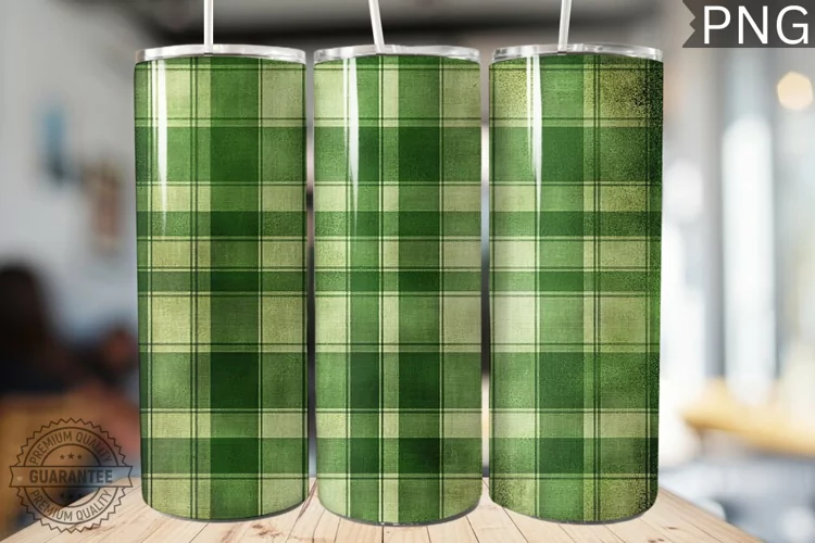 Green Plaid Tumbler Wrap - High Quality 300 Dpi