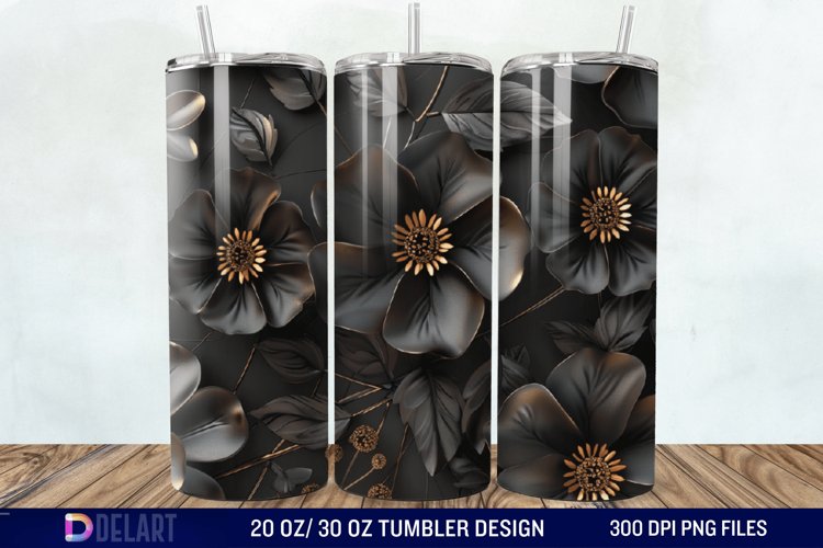 3d Dark floral Tumbler Wrap example image 1