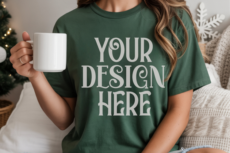 Blue Spruce Comfort Colors 1717 Christmas Mockup, CC 1717