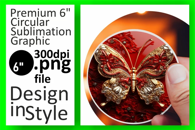 Round Ornament Sparkle: Glossy 3D Butterfly Art