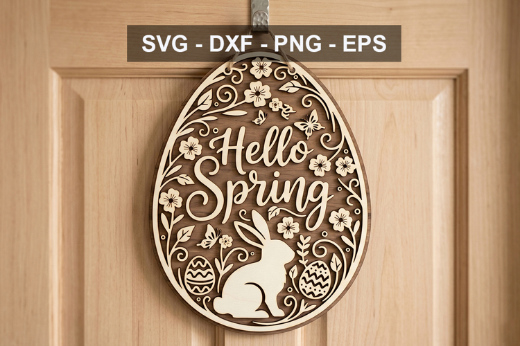 Hello Spring Hanger Cut File for Cricut and Laser