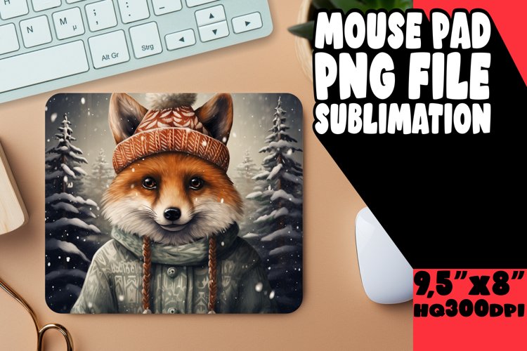 Holiday-Themed Winter Animal Watercolor - Mouse Pad Sublimat