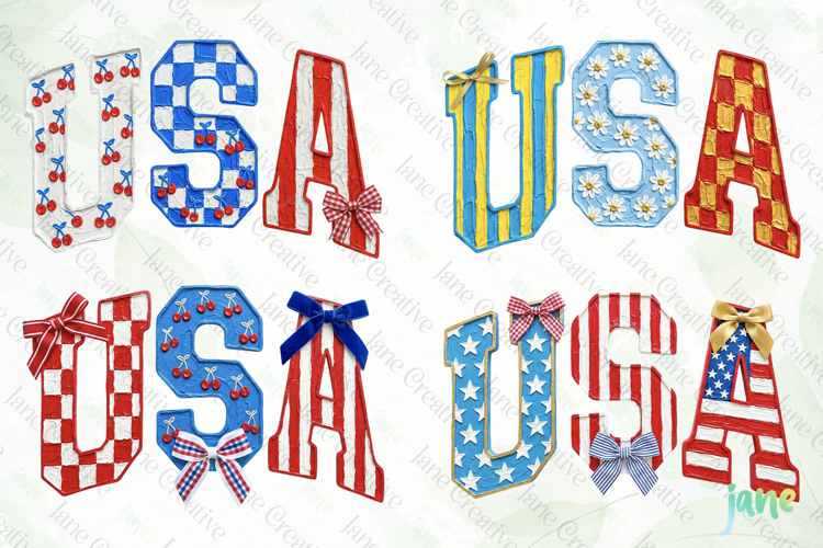 4th of July USA Painted Clipart