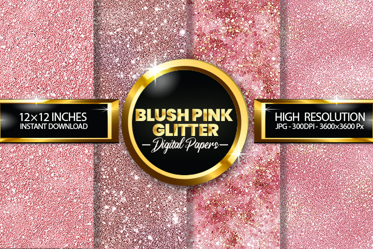 Blush Pink Glitter Digital Papers - 04 Variations
