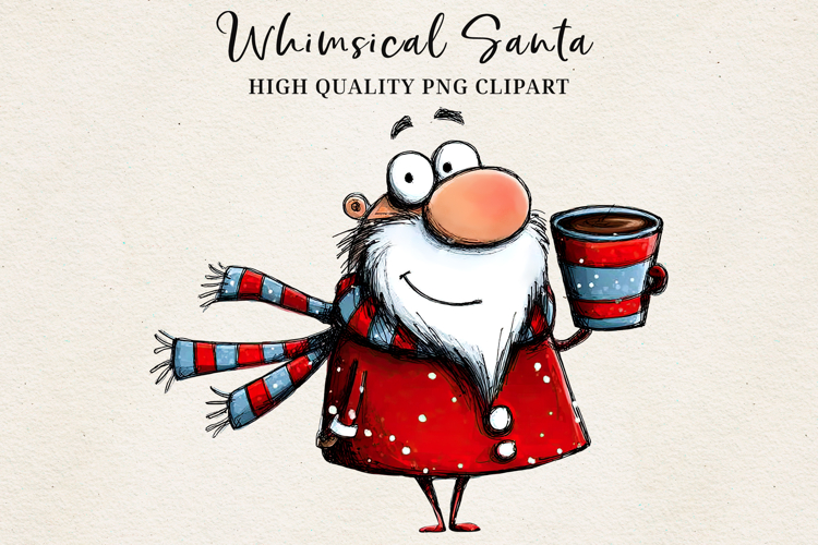 Whimsical Santa Clipart | Cute Christmas Santa PNG