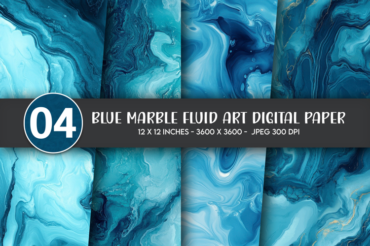 Blue Marble Fluid Art Digital Paper