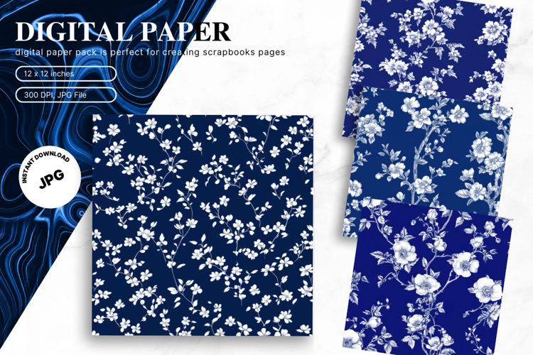 Chinoiserie Floral Pattern Background Vintage Digital Paper