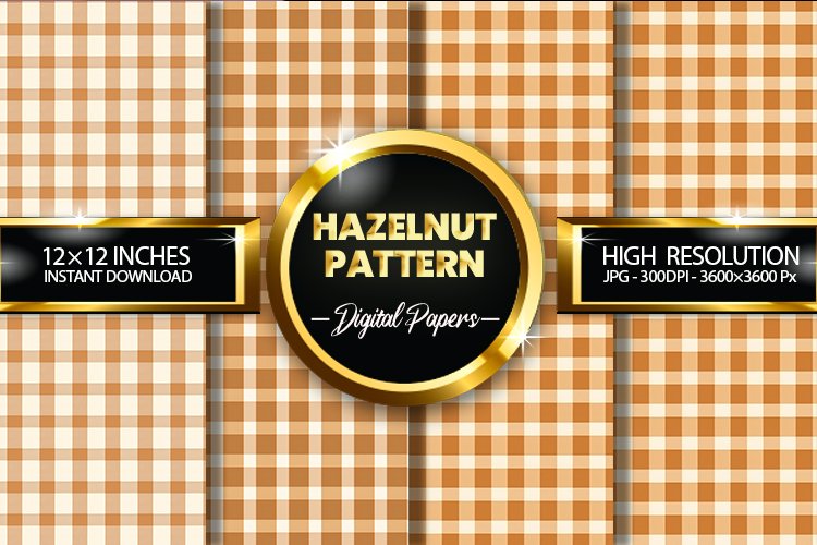 Hazelnut Pattern Gingham Digital Papers - 04 Variations example image 1