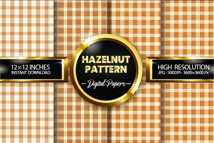 Hazelnut Pattern Gingham Digital Papers - 04 Variations