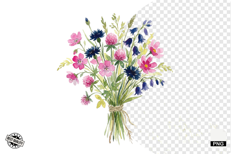 Watercolor Moonlit Meadow Clipart