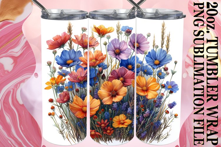 Colorful Flower Pattern Tumbler Sublimation