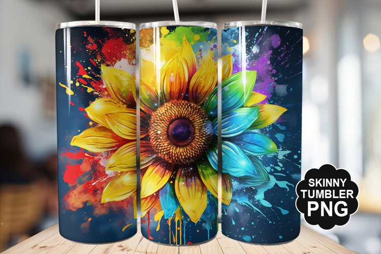 Rainbow Sunflower Tumbler - Sublimation Tumbler Design