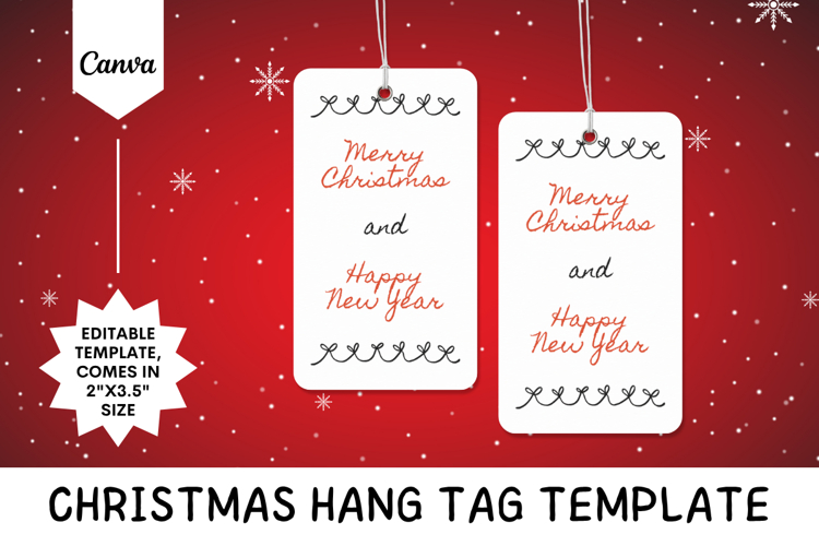 Editable Christmas Hang Tag Canva Template - 1