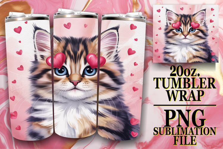 RADIANT MOMENTS 20oz TUMBLER WRAP, Valentines Cat