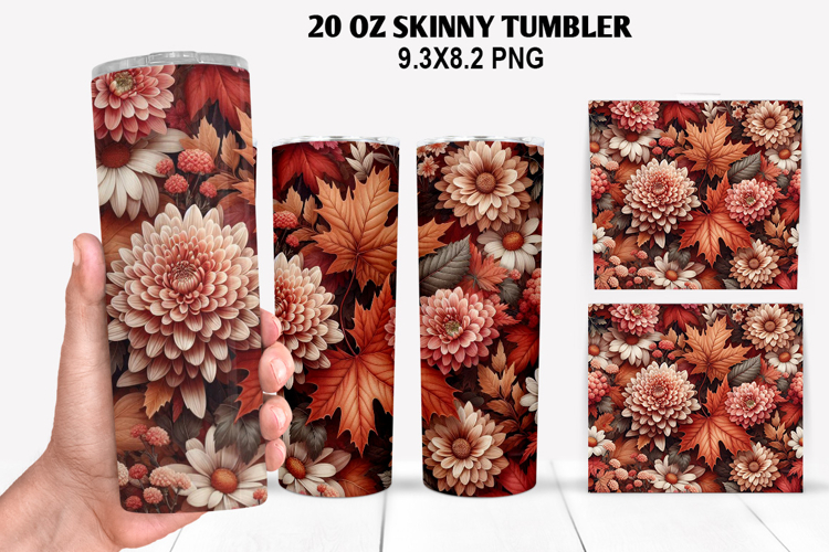 Flowers Skinny Tumbler 20oz Wrap Design, Spring Tumbler Wrap