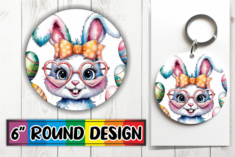 Joyful Circle Keychains for Gifts, Easter Bunny