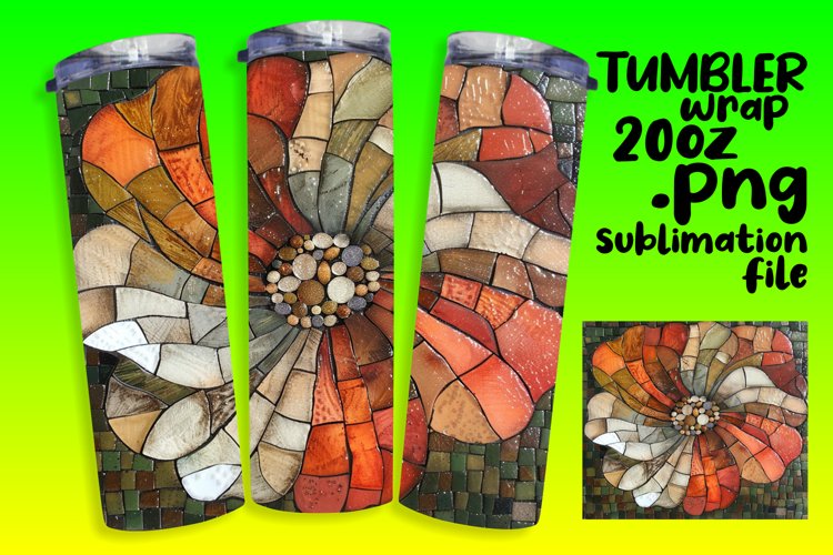 Abstract Mosaic Floral Tumbler Wrap Art 20oz