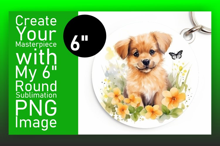 Adorable Watercolor Dog Round Ornament example image 1