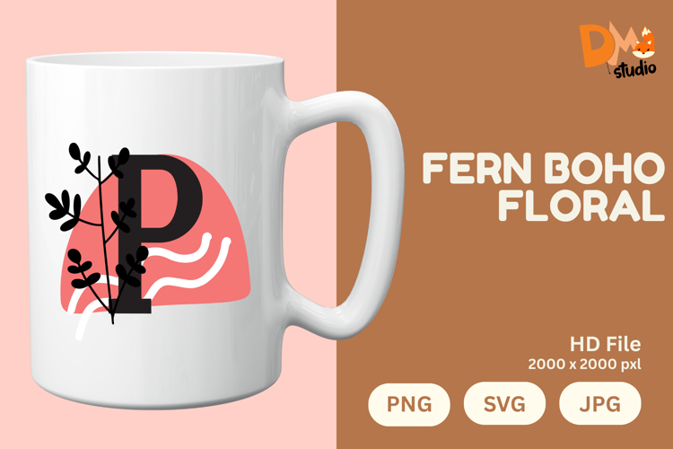 Fern Boho Floral Monogram