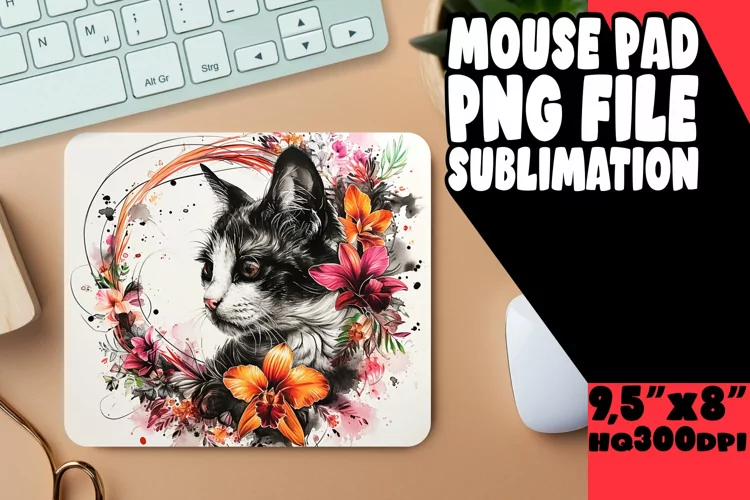 Whimsical Cat Print Mouse Mat